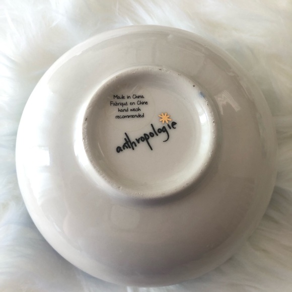 Anthropologie Night Sky Bowl Stoneware Blue Teal Drip Watercolor Wash Gold Star - Picture 5 of 6